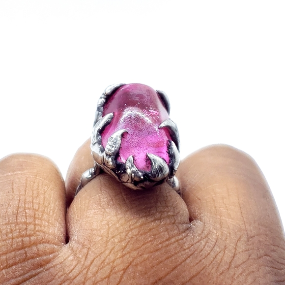 Pink aura quartz crystal ring statement ring - Picture 11 of 12